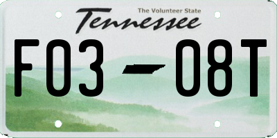 TN license plate F0308T