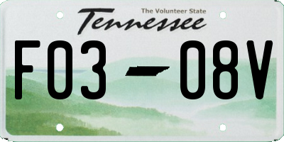TN license plate F0308V