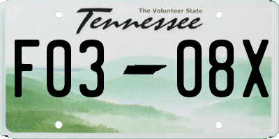 TN license plate F0308X