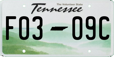 TN license plate F0309C