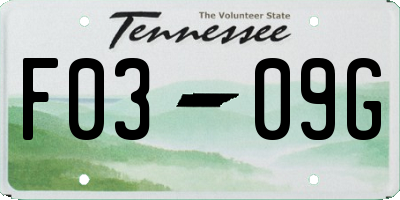TN license plate F0309G