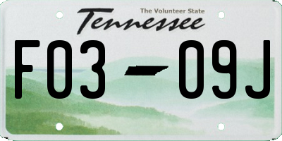TN license plate F0309J
