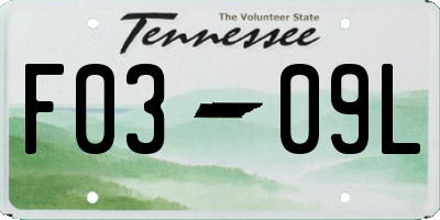 TN license plate F0309L