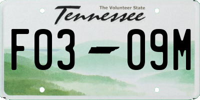 TN license plate F0309M