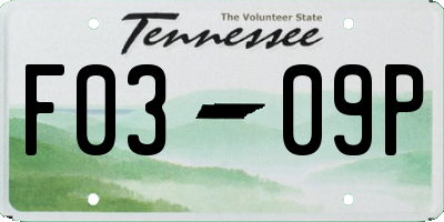 TN license plate F0309P