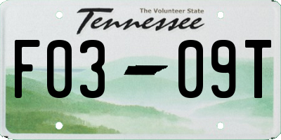 TN license plate F0309T
