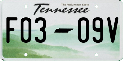 TN license plate F0309V