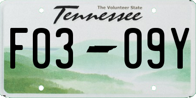 TN license plate F0309Y