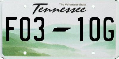 TN license plate F0310G