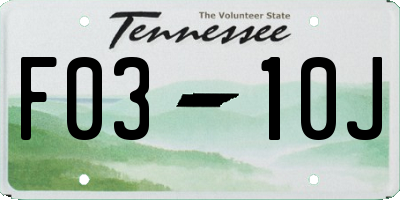 TN license plate F0310J