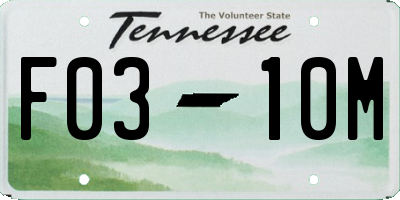 TN license plate F0310M