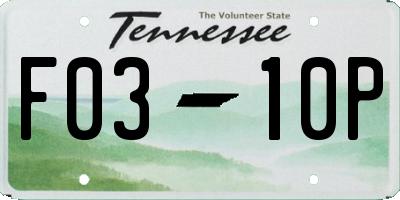 TN license plate F0310P