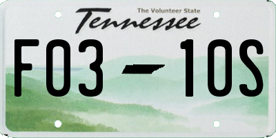 TN license plate F0310S