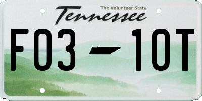 TN license plate F0310T