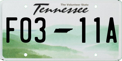 TN license plate F0311A