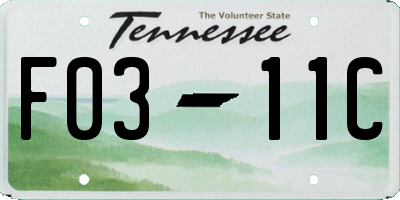 TN license plate F0311C
