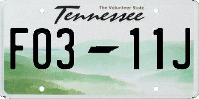 TN license plate F0311J