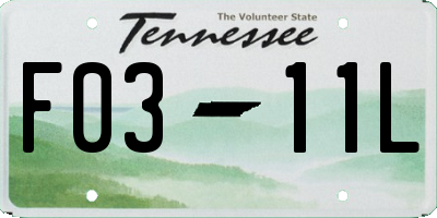 TN license plate F0311L