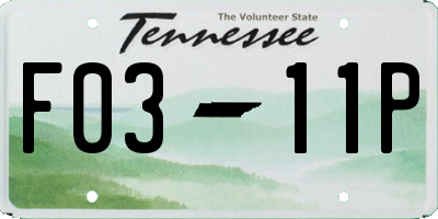 TN license plate F0311P
