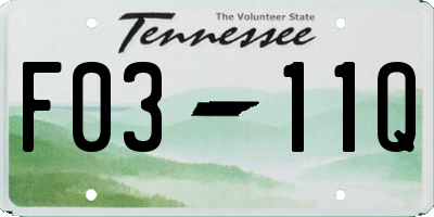 TN license plate F0311Q