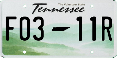 TN license plate F0311R