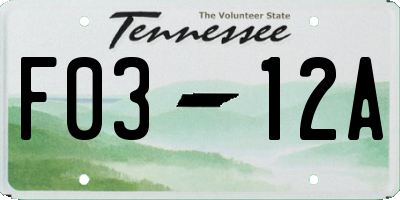 TN license plate F0312A