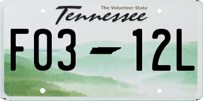 TN license plate F0312L