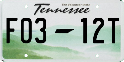 TN license plate F0312T