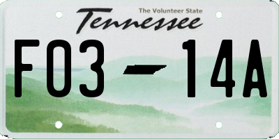 TN license plate F0314A