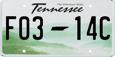 TN license plate F0314C