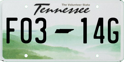 TN license plate F0314G
