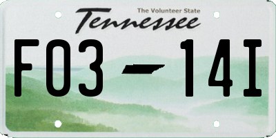 TN license plate F0314I