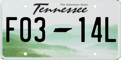 TN license plate F0314L