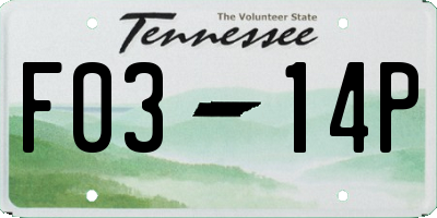 TN license plate F0314P