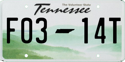 TN license plate F0314T