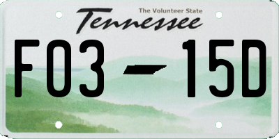 TN license plate F0315D