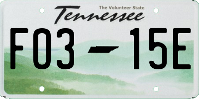 TN license plate F0315E