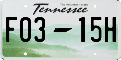 TN license plate F0315H