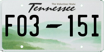 TN license plate F0315I