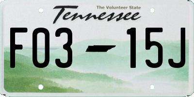 TN license plate F0315J