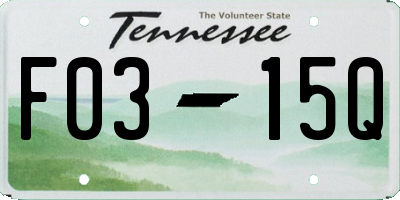 TN license plate F0315Q