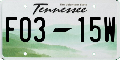 TN license plate F0315W