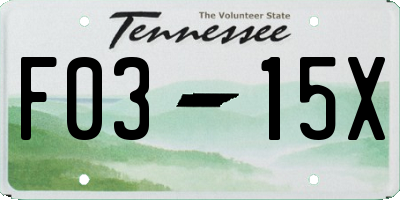 TN license plate F0315X