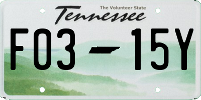 TN license plate F0315Y