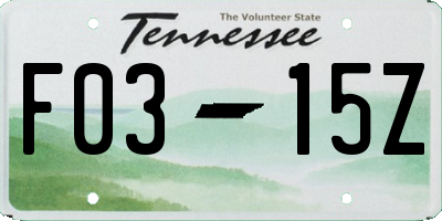 TN license plate F0315Z