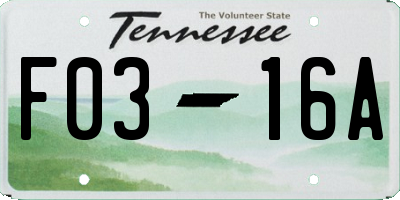 TN license plate F0316A