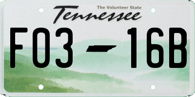 TN license plate F0316B