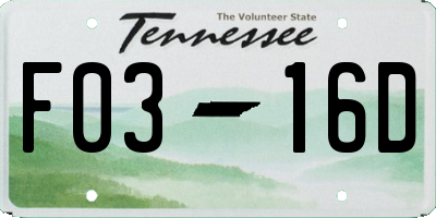 TN license plate F0316D
