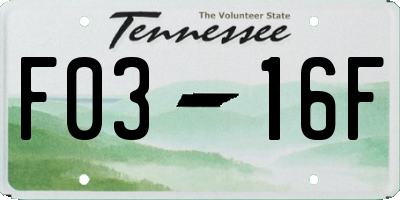 TN license plate F0316F