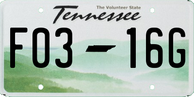 TN license plate F0316G